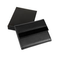 Футляр для карт; 20 кармашков; черный; 10,7х8,5х1,8 см; иск. кожа, металл; лазерная гравировка