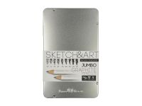 Превью для  набор чернографитовых карандашей  sketch & art  утолщенные,9 шт. hb-14b,  металлическая коробка с ложементом
