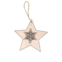 Украшение новогоднее "Shine bright", 10*8 cм, фанера, бежевый, серебро